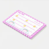 Roze polakstippen, schattige sterren & regenbogen  post-it® notes (Schuin)