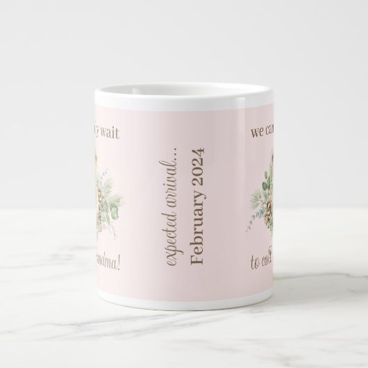 Roze Polar Beer Baby Meisje Zwangerschap Onthullen Grote Koffiekop (Voorkant)