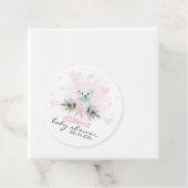 Roze Polar Beer Cub Meisje Harten Winter Baby show Bedankjes Labels (In situ)
