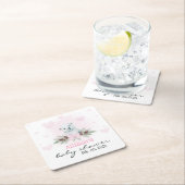 Roze Polar Beer Cub Meisje Harten Winter Baby show Kartonnen Onderzetters (Insitu)