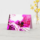 Roze Polar Express Kaart (Gele Bloem)