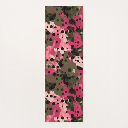Roze Polcamo Polka Dot en Camouflage Hybride Yogamat (Achterkant)