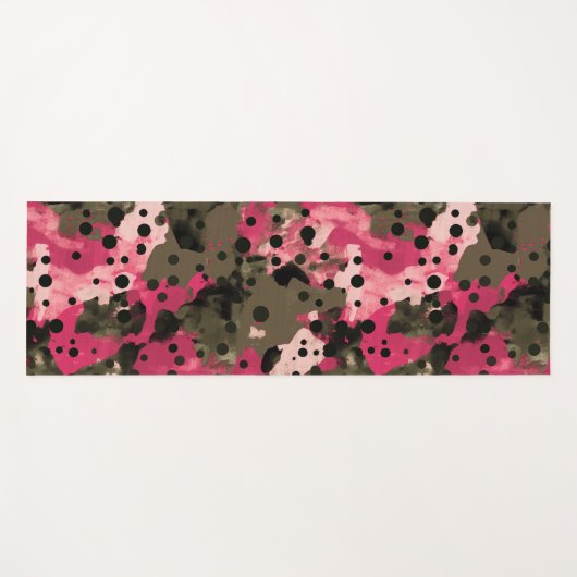 Roze Polcamo Polka Dot en Camouflage Hybride Yogamat (Voorkant (horizontaal))