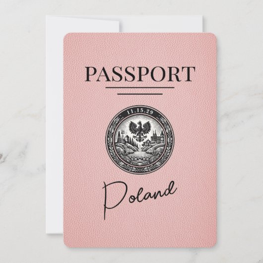 Roze Polen paspoort Bewaar de datum Save The Date (Voorkant)