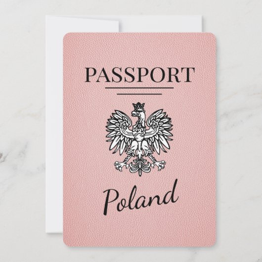 Roze Polen Paspoort bruiloft uitnodiging (Achterkant)