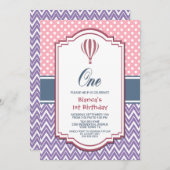 Roze Polka Dot 1e Verjaardagsfeest Kaart (Voorkant / Achterkant)