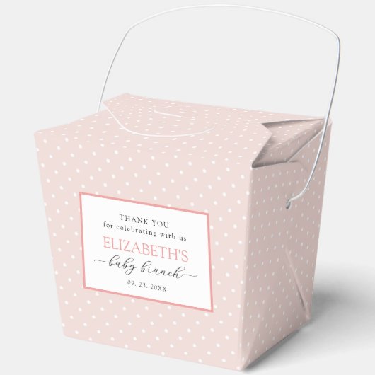 Roze Polka Dot Baby Brunch Favoriete Box Bedankdoosjes (Voorkant)