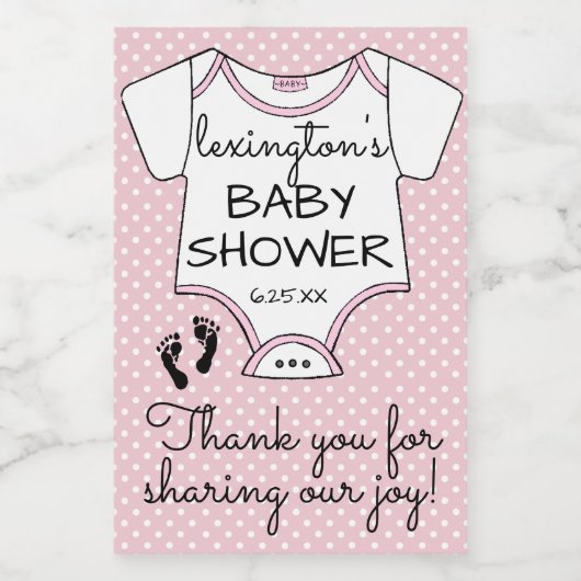 Roze Polka Dot Baby shower Gast Favor Voedselcontainer Etiket (Enkel label)