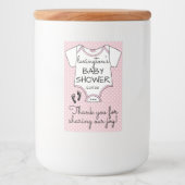 Roze Polka Dot Baby shower Gast Favor Voedselcontainer Etiket (Voorkant)