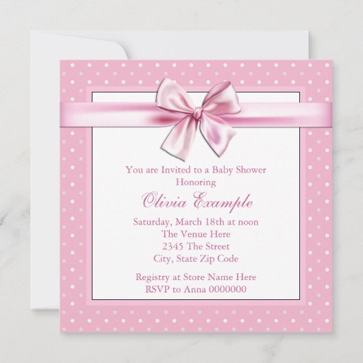  roze Polka Dot Baby shower Kaart (Achterkant)