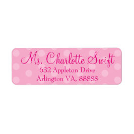 Roze Polka Dot Baby shower retouradres Etiket