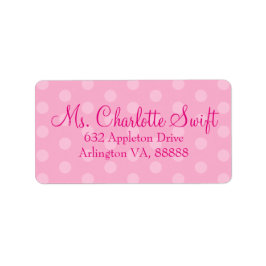 Roze Polka Dot Baby shower retouradres Etiket