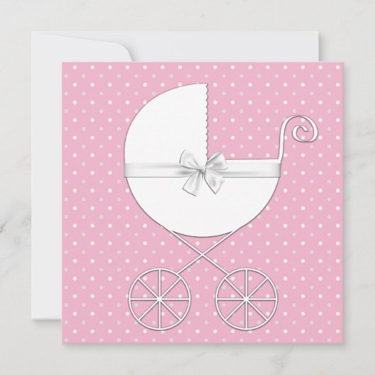 Roze Polka Dot Baby Shower Uitnodigingen (Voorkant)