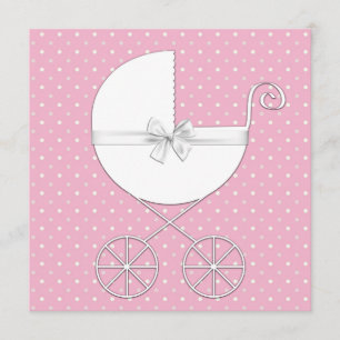 Roze Polka Dot Baby Shower Uitnodigingen