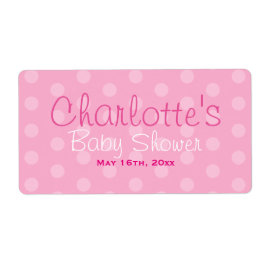 Roze Polka Dot Baby shower Waterflesetiketten Etiket