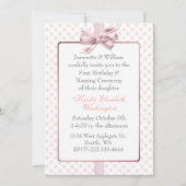 Roze Polka Dot Baby's Birthday en Naming Ceremonie Kaart (Voorkant)