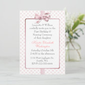 Roze Polka Dot Baby's Birthday en Naming Ceremonie Kaart (Staand voorkant)