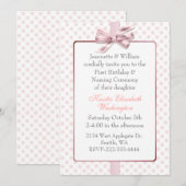 Roze Polka Dot Baby's Birthday en Naming Ceremonie Kaart (Voorkant / Achterkant)
