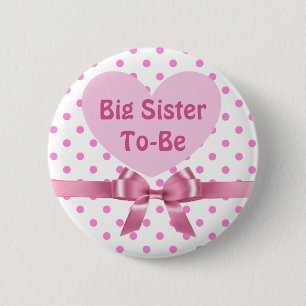 Roze Polka Dot Big Sister om Baby shower Button te