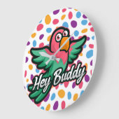 Roze polka dot Bird Grote Klok (Hoek)