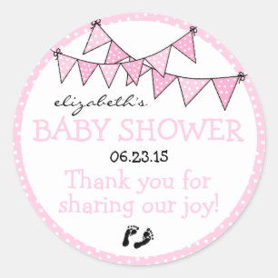 Roze Polka Dot Bunting Baby shower Dank u Ronde Sticker