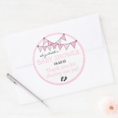Roze Polka Dot Bunting Baby shower Dank u Ronde Sticker (Envelop)