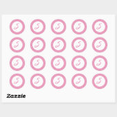 Roze Polka dot Cupcake Topper Ronde Sticker (Vel)
