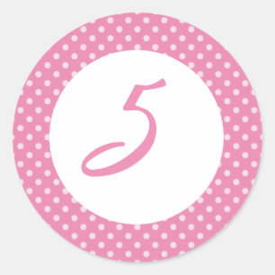 Roze Polka dot Cupcake Topper Ronde Sticker