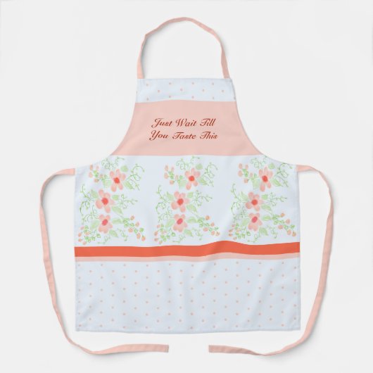 Roze polka dot en bloemig schort (Voorkant)