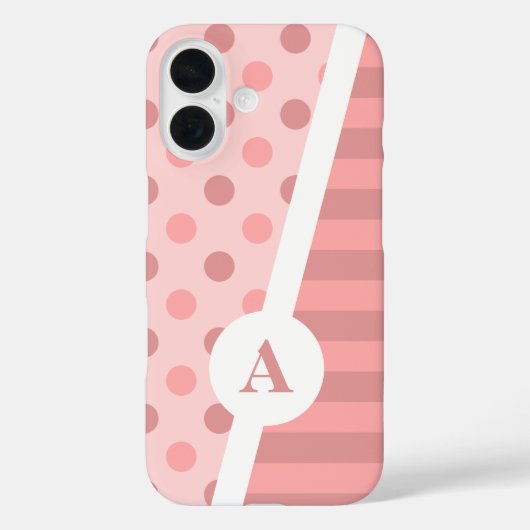 Roze Polka Dot en Stripe Pattern Case-Mate iPhone Case (Achterkant)