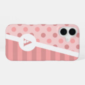  Roze Polka Dot en Stripe Pattern iPhone 16 Hoesje (Achterkant horizontaal)