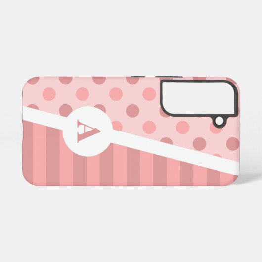  Roze Polka Dot en Stripe Pattern Samsung Galaxy Hoesje (Achterkant horizontaal)