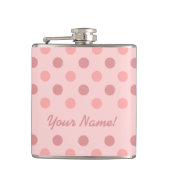 Roze Polka Dot Flask met Jouw naam Heupfles (Voorkant)
