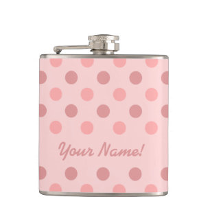 Roze Polka Dot Flask met Jouw naam Heupfles
