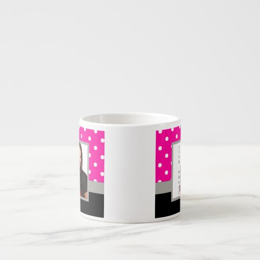 Roze Polka dot fotosjabloon Espresso Kop (Voorkant)