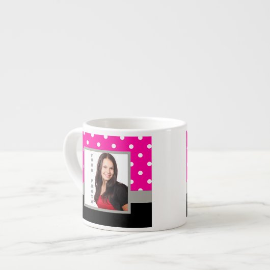 Roze Polka dot fotosjabloon Espresso Kop (Links)