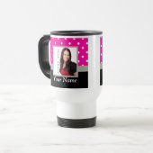 Roze Polka dot fotosjabloon Reisbeker (Voorkant links)