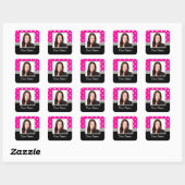 Roze Polka dot fotosjabloon Vierkante Sticker (Vel)