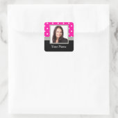 Roze Polka dot fotosjabloon Vierkante Sticker (Tas)