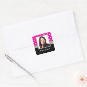 Roze Polka dot fotosjabloon Vierkante Sticker (Envelop)