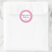 Roze Polka dot 'gebakken door oma' sticker (Tas)