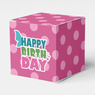 Roze polka dot gelukkige verjaardag gunst doos bedankdoosjes