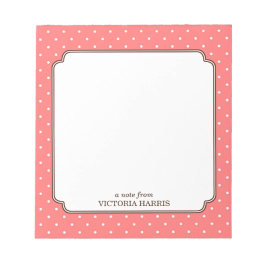 Roze polka dot gepersonaliseerd meisje schattig no notitieblok (Voorkant)