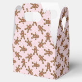 Roze Polka Dot Gingerbrood Man Kerstkoekje Bedankdoosjes (Geopend)