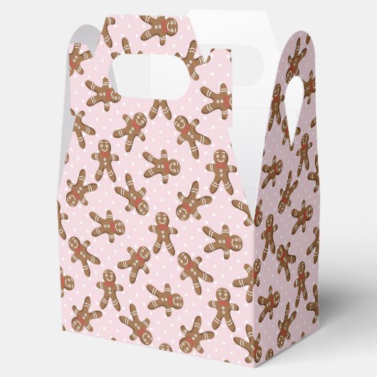 Roze Polka Dot Gingerbrood Man Kerstkoekje Bedankdoosjes (Geopend)