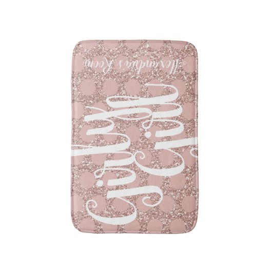 Roze Polka Dot Glitter Fun Girly Badmat (Voorkant Verticaal)