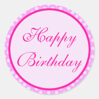 Roze Polka Dot Happy Birthday Sticker