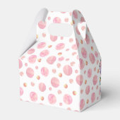 Roze polka dot hatende baby dinosaurus gepersonali bedankdoosjes (Achterkant)