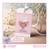 Roze Polka Dot Het is een Meisje Custom Baby showe Cadeaulabel