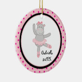 Roze Polka Dot Hippo Ballerina kerstversiering Keramisch Ornament (Rechts)